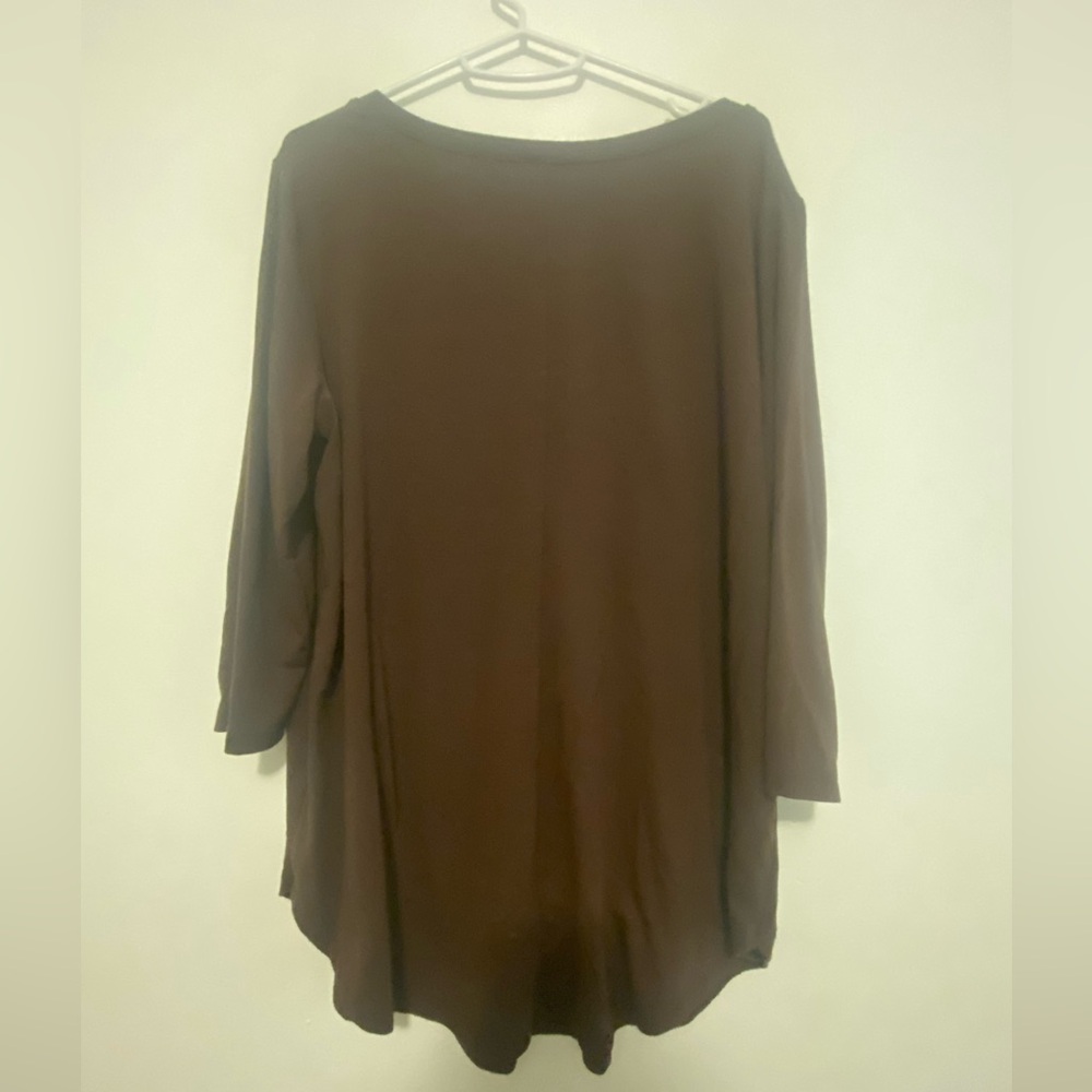 Zenana Premium XL Rich Brown Tunic Long Sleeve Top - Picture 3 of 3